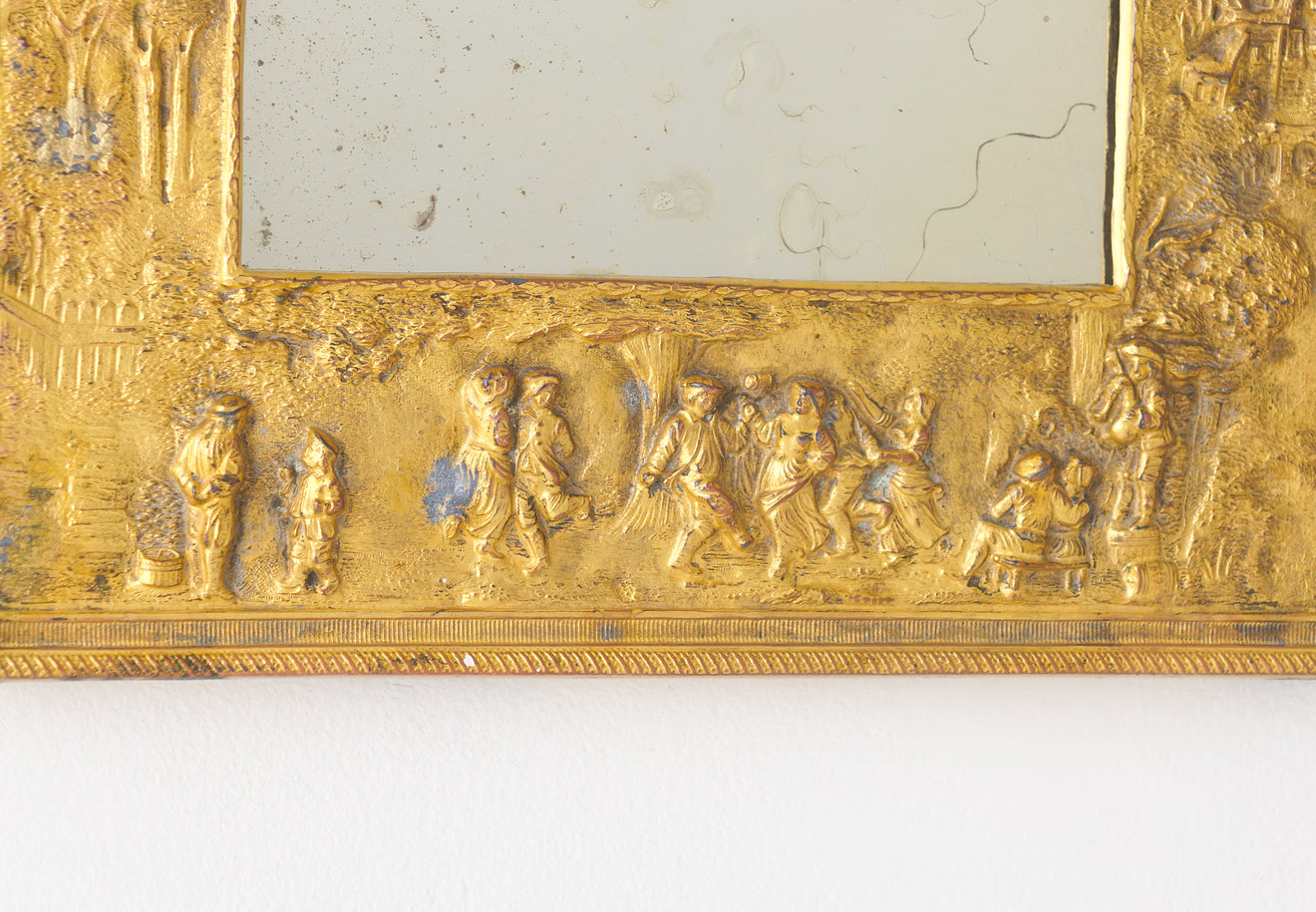 GILDED BRONZE WALL MIRROR WITH VINTAGE MIRROR